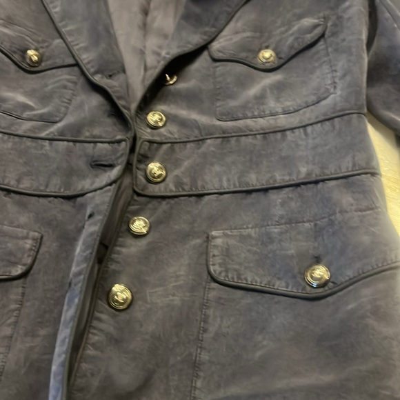 ⭐️ Chanel  Navy  Black Trim Silk Taffeta Jacket - Picture 12 of 17